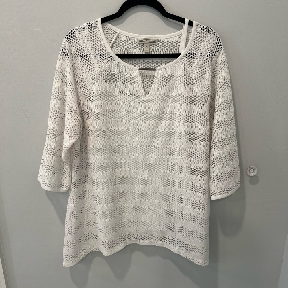 Dana Buchman White Mesh Knit Top w/Camisole